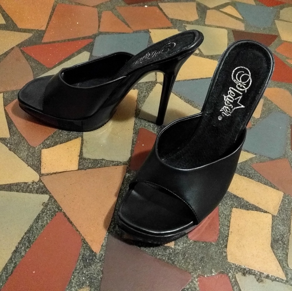 Sexy Pleaser Black 5" Heels Simple Platform